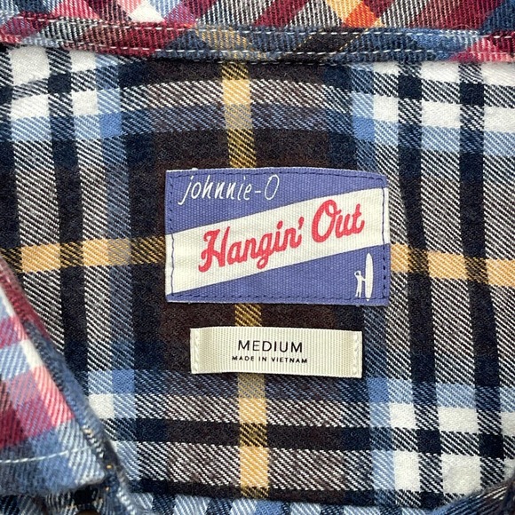 JONNIE-O Hangin Out Shirt Men's Medium Brown Black White Plaid Flannel Button Up - Picture 7 of 9